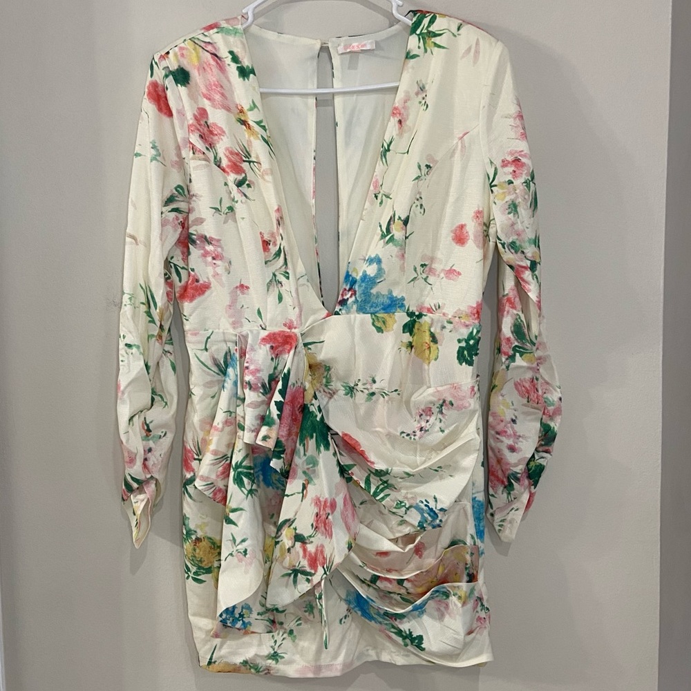Luxxel floral print long sleeve cocktail dress